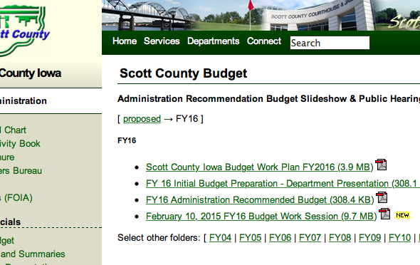 February 12, 2016, 5pm, FY16 Scott County Budget Public Hearing